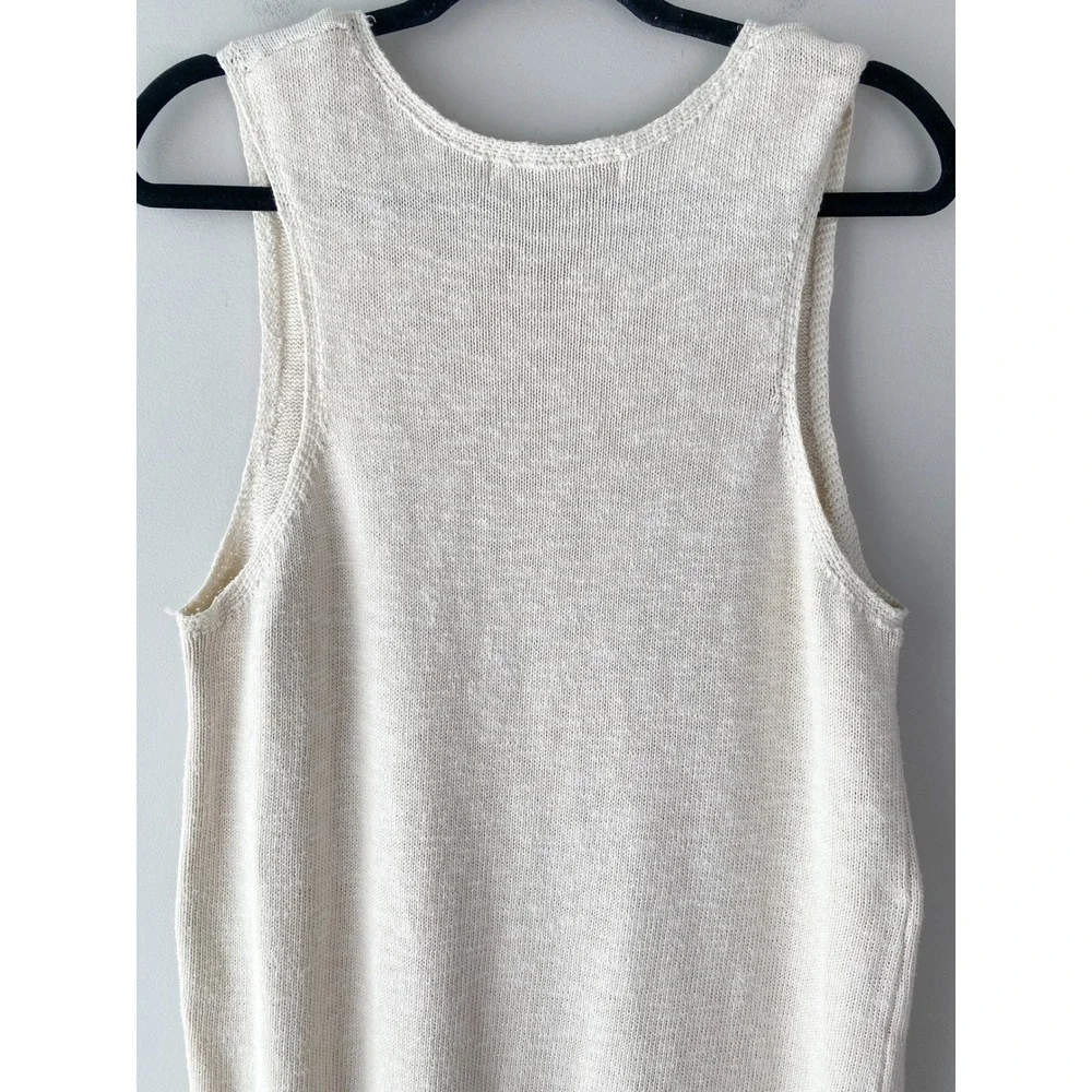 Free People Beach Nina Mini Dress L Cream Tank Sweater Knit Cotton Linen Coastal